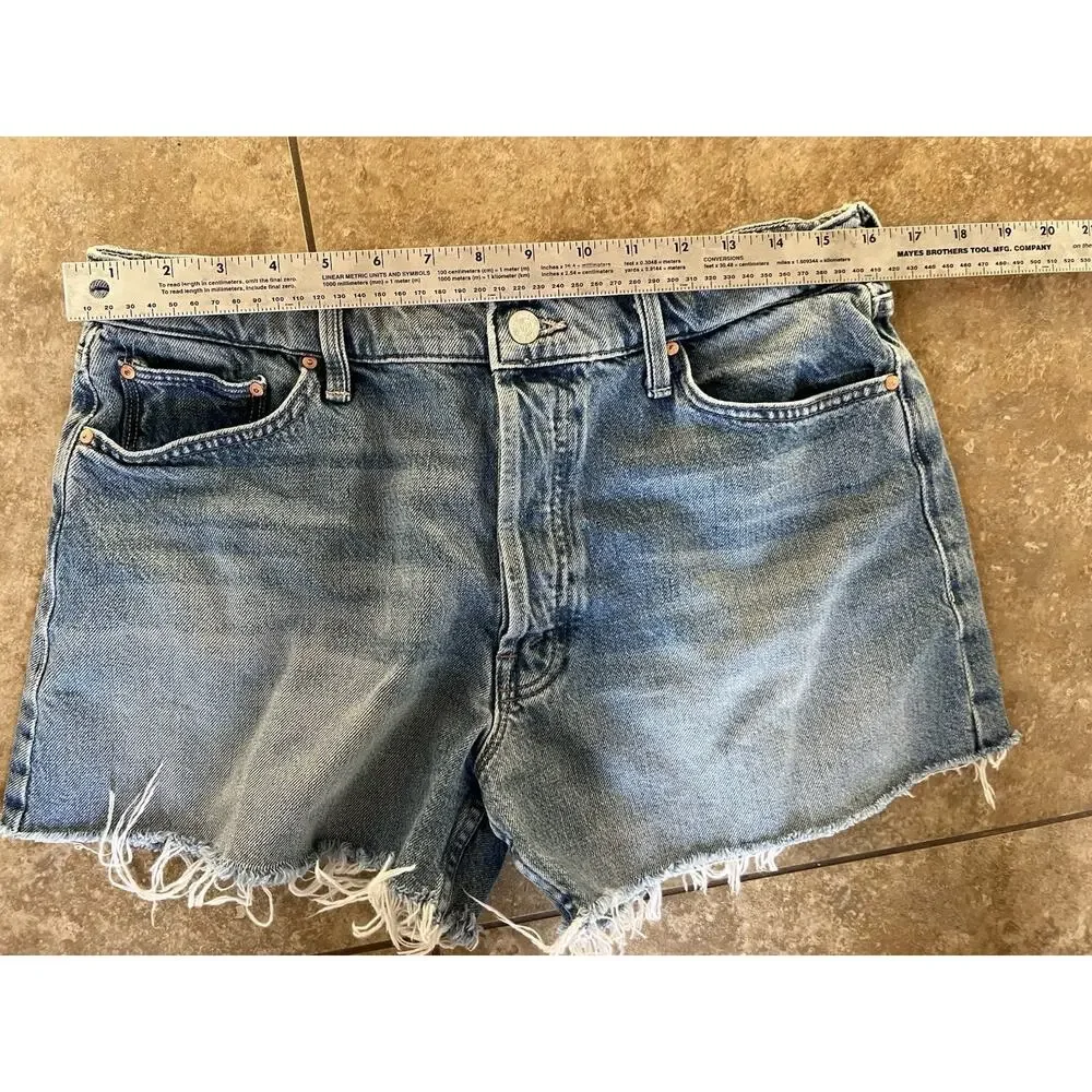 Mother The Skipper Short N' Long Fray Denim Shorts Women's Leap At The Chance 31
